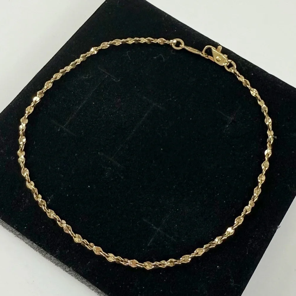Twisted Rope Chain 24 Gold Plated Bracelet 9 Inch Long
